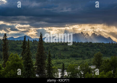 Outlook de l'Alaska, Denali Nationalpark, Talkeetna, vue Denali Sud, Alaska, USA Banque D'Images