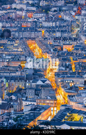 Bath Cityscape UK, vue aérienne de la ville de Bath en soirée d'hiver, Somerset, Angleterre, Royaume-Uni Banque D'Images