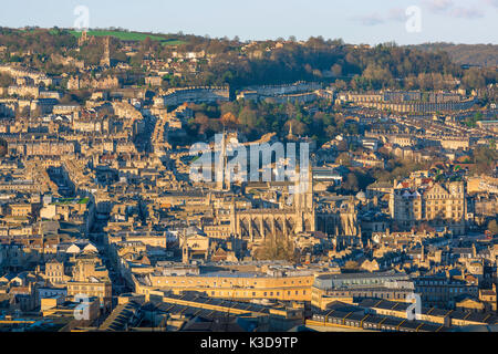 Baignoire UK ville, vue aérienne de la ville historique de Bath dans le Somerset, England, UK. Banque D'Images