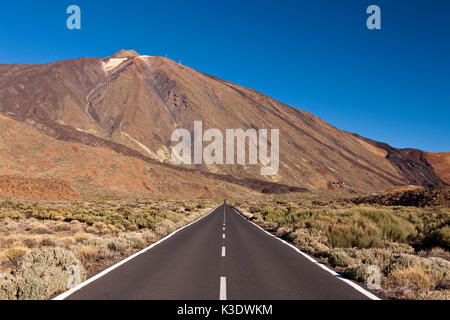 Route de campagne TF 21 au volcan Teide, Tenerife, Canaries, Espagne, Banque D'Images