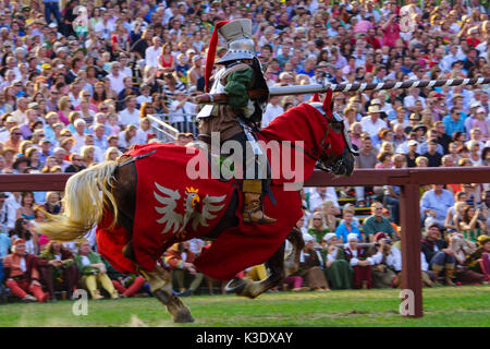 Jeux médiévaux au cours de la Landshuter Hochzeit (festival) à Landshut, Thuringe, Bavière, Allemagne, Banque D'Images