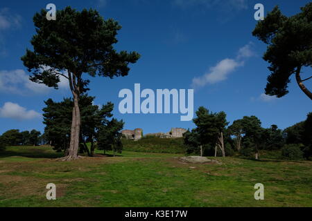 Château de Beeston, fort, fortification, médiéval, Crag des Rocheuses, Guerre civile, éducation, affleurement, Moyen âge, Parkland, Histoire, Cheshire, Angleterre. Banque D'Images