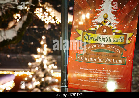 Foire de Noël Garmisch-Partenkirchen par nuit, Banque D'Images