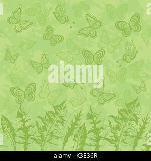 Modèle transparent, feuilles et papillons Illustration de Vecteur