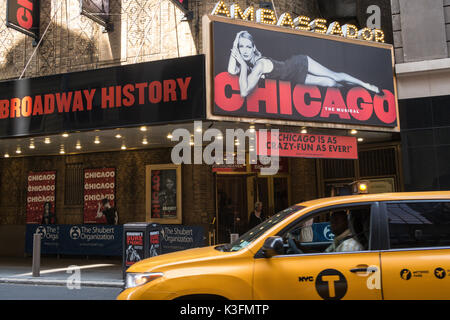 'Chicago' Ambassadeur théâtre Marquee, Times Square, New York, USA Banque D'Images