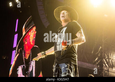 Vancouver, Canada. Du 1er septembre 2017. Groupe de rock américain Guns N' Roses d'effectuer au cours de leur "pas dans cette vie' tour au BC Place Stadium à Vancouver, BC, CANADA. Crédit : Jamie Taylor/Alamy Live News. Banque D'Images