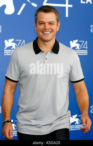 Venise, Italie. 09Th sep 2017. matt damon pendant le uburbicon «' photocall au 74e festival international du film de Venise au Palazzo del casino sur septembre 02, 2017 à Venise, Italie : crédit-geisler fotopress/Alamy live news Banque D'Images