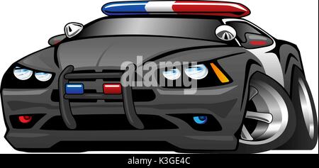 Muscle Car Police Cartoon Illustration Illustration de Vecteur