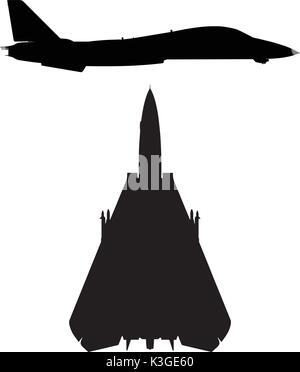 Chasseur à aile militaire des avions à Silhouette Illustration de Vecteur