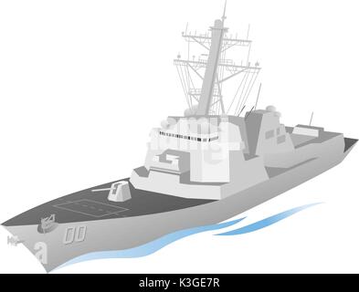 Vector navire destroyer de la marine Illustration de Vecteur