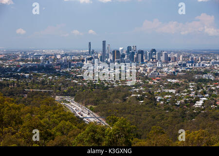 Vue du mont Coot-tha sur Brisbane, Brisbane, Australie Banque D'Images