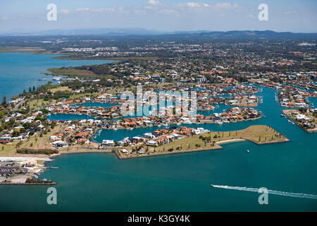 Vue aérienne de Raby Bay, Cleveland, Brisbane, Australie Banque D'Images