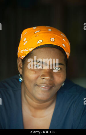 La péninsule de Samana, République dominicaine, au village cuillerée Limon, femme du village Banque D'Images