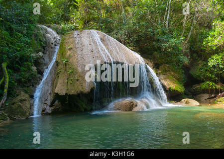 La péninsule de Samana, République dominicaine, cuillère à soupe de Limon, cascade somersault Palmarito Banque D'Images