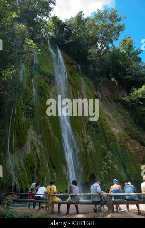 La péninsule de Samana, République dominicaine, cascade cuillerée Limon Banque D'Images