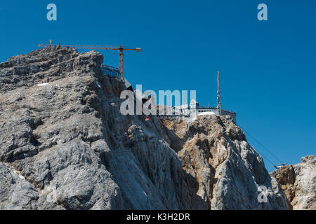 Zugspitze, téléphérique de la Zugspitze, borne supérieure, Höllental, Garmisch-Partenkirchen, photo aérienne, Allemagne, Berlin, Alpes, Werdenfelser Land, région Zugspitze Banque D'Images