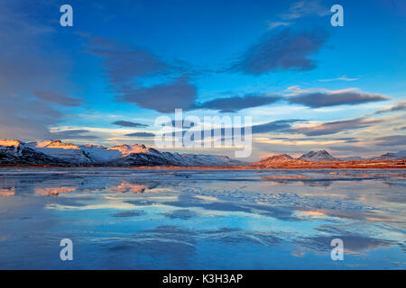 L'Islande, l'Austurland, fjords de l'Est, l'Est de l'islande, fjord Breiddalsvik paysage fermer Banque D'Images