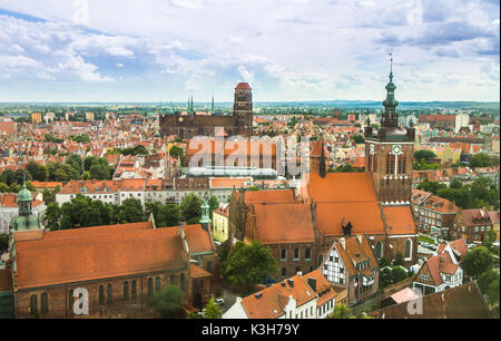 La Pologne, la ville de Gdansk, vieille ville skyline Banque D'Images