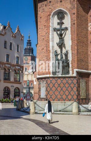 Pologne, Krakow City, Place du marché, Tour de ville (Wieza Ratuszowa) Banque D'Images