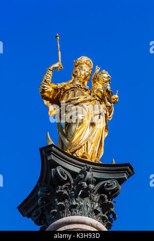 Germany, Bavaria, Munich, Marienplatz, colonne de la Vierge Marie Banque D'Images