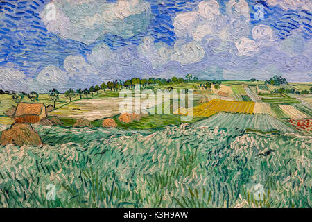 Germany, Bavaria, Munich, le nouveau musée Pinakothek (Neue Pinakothek), la peinture intitulée 'Plain près de Auvers' (Ebene bei Auvers) de Vincent van Gogh datée 1890 Banque D'Images