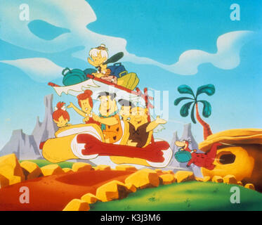 Les Pierrafeu, cailloux, Wilma Flintstone, Fred Flintstone, BAMBAM , gravats, Betty, BARNEY [ ?] DINO Banque D'Images