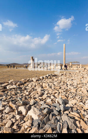 L'Iran, au centre de l'Iran, Pasargades, 6e siècle avant J.-C. ville construite par Cyrus le Grand, ruines de la ville Banque D'Images