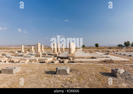 L'Iran, au centre de l'Iran, Pasargades, 6e siècle avant J.-C. ville construite par Cyrus le Grand, ruines de la ville Banque D'Images