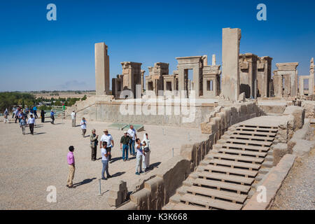 L'Iran, au centre de l'Iran, Persépolis, 6e siècle avant J.-C., la ville antique palais Apadana Banque D'Images