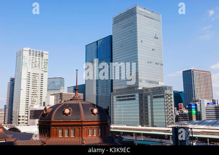 Japon, Tokyo, Hoshu, Marunouchi, Tokyo Station et Yaseu Salon Skyline Banque D'Images