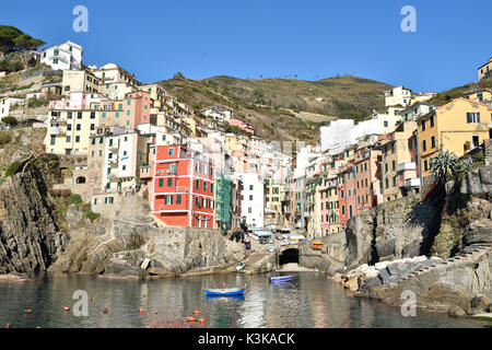 L'Italie, Ligurie, Parc National des Cinque Terre inscrite au Patrimoine Mondial de l'UNESCO, Riomaggiore Banque D'Images