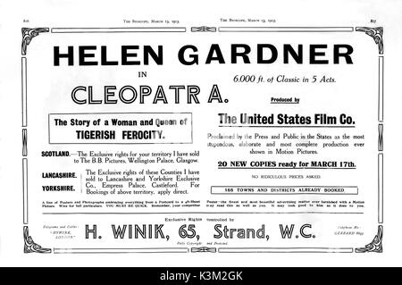 HELEN GARDNER ANNONCE CLÉOPÂTRE COMMERCE SOURCE LE BIOSCOPE ISSUE NO 335 VOL XVIII 13 MARS 1913 COLLECTION LE MUSÉE DU CINÉMA LONDRES Banque D'Images