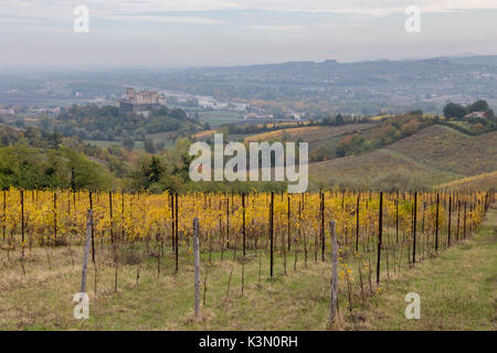 L'automne au château de Torrechiara, Langhirano, district de Parme, Emilie-Romagne, Italie. Banque D'Images