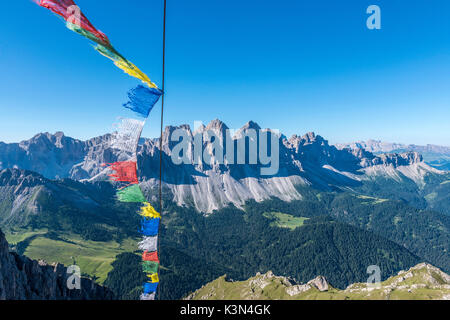 Funes Vallée, Dolomites, Tyrol du Sud, Italie. La vue depuis le Monte Tulla Odle Banque D'Images