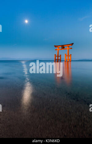 Tori Gate sur le lac Biwa, préfecture de Shiga, Japon Banque D'Images