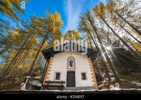 La chapelle de la Trinita (chamois, Valtournenche, province d'Aoste, vallée d'aoste, Italie, Europe) Banque D'Images