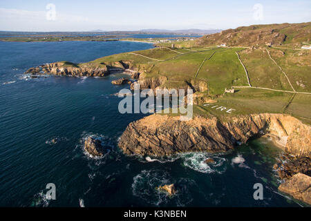 Crohy Head, comté de Donegal, région de l'Ulster, l'Irlande, l'Europe. Vue aérienne sur la côte et la mer. Banque D'Images