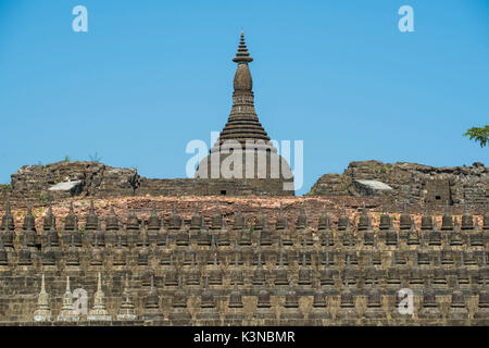 Mrauk-U, l'État de Rakhine, au Myanmar. Koe-Thaung Détails de la pagode. Banque D'Images