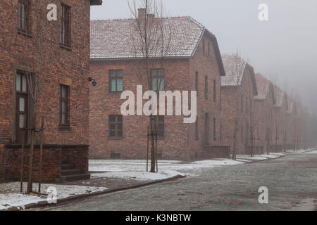 Auschwitz, en Pologne. Vue de camp de concentration. Banque D'Images