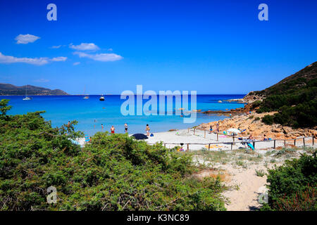 La plage de Capo Carbonara, Sardaigne, Italie Banque D'Images