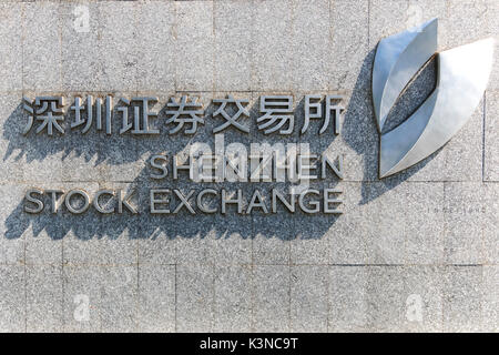 Bâtiment de la bourse de Shenzhen, l'une des trois marchés marchés en Chine. Les autres deux étant Hong Kong et Shanghai. Banque D'Images