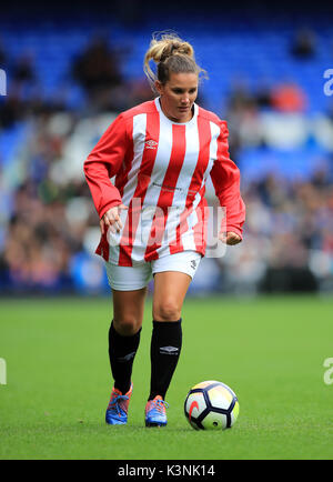 Sam Bailey au cours du match de bienfaisance Lowery Bradley à Goodison Park, Liverpool. ASSOCIATION DE PRESSE Photo. Photo date : dimanche 3 septembre 2017. Voir l'ACTIVITÉ DE SOCCER histoire Lowery. Crédit photo doit se lire : Peter Byrne/PA Wire. RESTRICTIONS : Aucune utilisation non autorisée avec l'audio, vidéo, données, listes de luminaire, club ou la Ligue de logos ou services 'live'. En ligne De-match utilisation limitée à 75 images, aucune émulation. Aucune utilisation de pari, de jeux ou d'un club ou la ligue/dvd publications. Banque D'Images