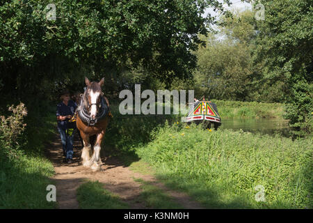 Barge à cheval sur la rivière Wey à Godalming, dans le Surrey, UK Banque D'Images