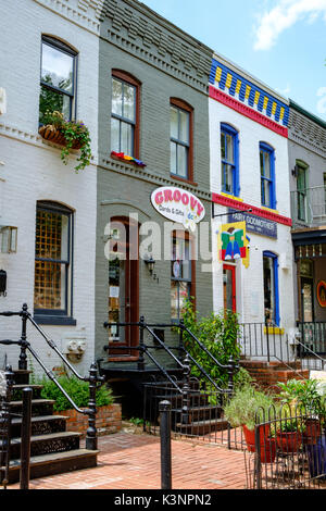 Cartes Groovy et bonne fée des jouets, des magasins indépendants dans la 7th Street NW, Washington DC Banque D'Images