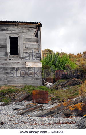 Une Cabane avec toit de tôle à Ushuaia, Argentine Banque D'Images