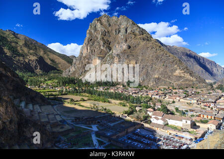 Ruines Incas de la ville d'Ollantaytambo, Cuzco, Pérou province Banque D'Images