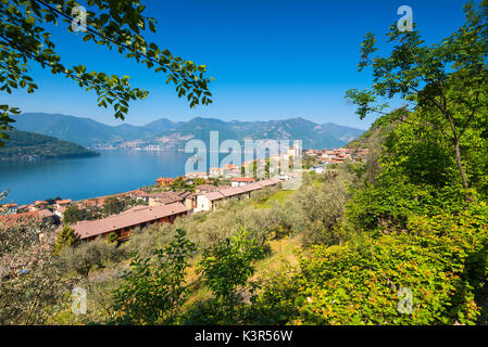 Marone, le lac d'Iseo, province de Brescia, Lombardie, Italie, district de l'Europe. Banque D'Images