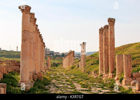 Ruines de l'ancienne ville gréco-romaine de Jerash, l'de Gérasa dans la Jordanie moderne Banque D'Images