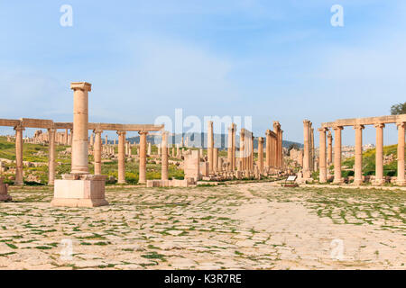 Ruines de l'ancienne ville gréco-romaine de Jerash, l'de Gérasa dans la Jordanie moderne Banque D'Images