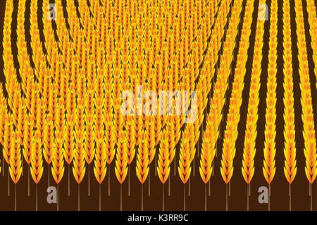 Les grains d'or de grain dans le champ brun - vector pattern, Illustration de Vecteur